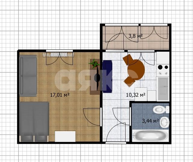 Фото №9: 1-комнатная квартира 34 м² - Анапа, жилой комплекс Горгиппия Морская, ул. Ленина, 196