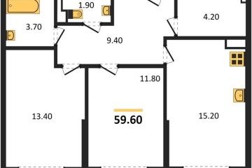 Фото №1: 2-комнатная квартира 59 м² - Краснодар, мкр. Прикубанский внутригородской округ, 