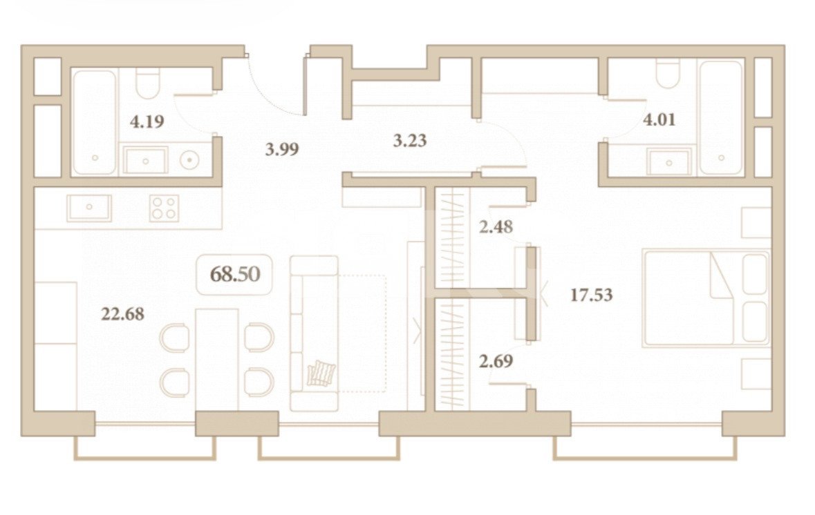 Фото №24: Апартаменты 68 м² - Анапа, ул. Толстого, 27