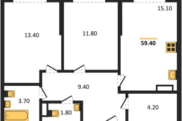 Фото №1: 2-комнатная квартира 59 м² - Краснодар, мкр. Прикубанский внутригородской округ, ул. Марины Цветаевой, 35