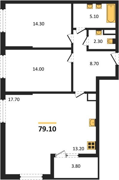 Фото №1: 2-комнатная квартира 79 м² - Краснодар, мкр. Прикубанский внутригородской округ
