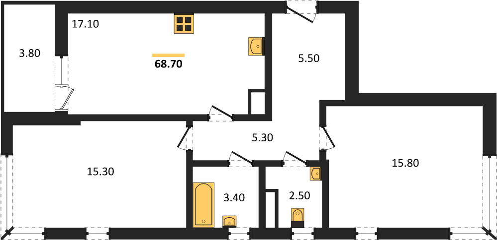 Фото №1: 2-комнатная квартира 68 м² - Краснодар, мкр. Прикубанский внутригородской округ