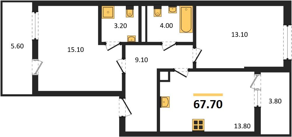 Фото №1: 2-комнатная квартира 67 м² - Краснодар, мкр. Прикубанский внутригородской округ