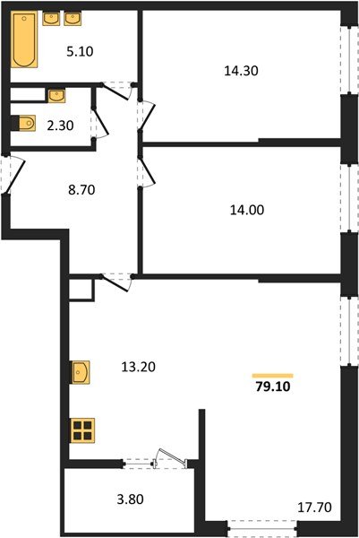 Фото №1: 2-комнатная квартира 79 м² - Краснодар, мкр. Прикубанский внутригородской округ