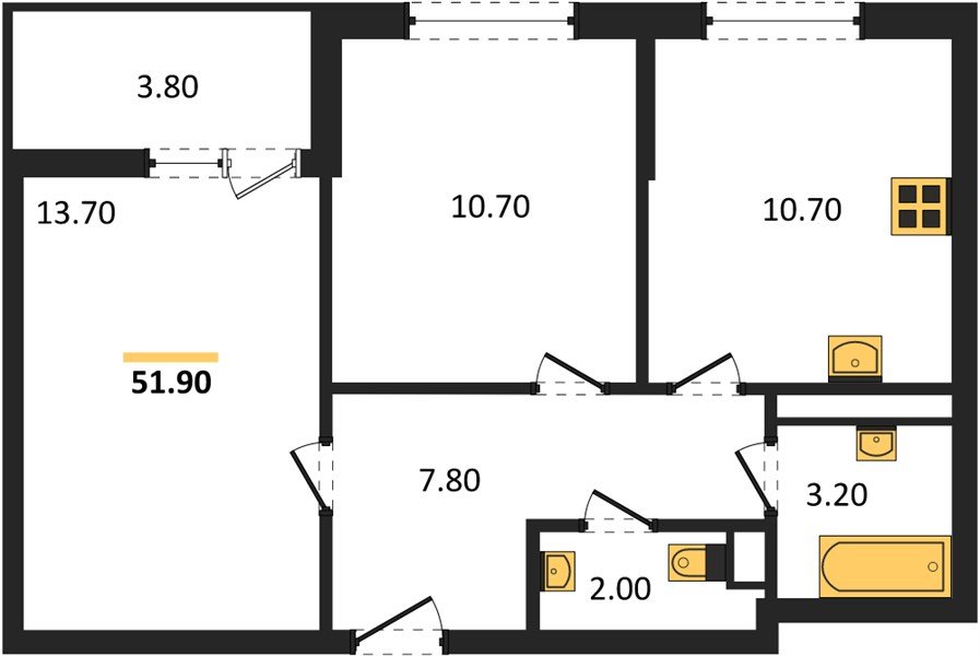 Фото №1: 2-комнатная квартира 51 м² - Краснодар, мкр. Прикубанский внутригородской округ