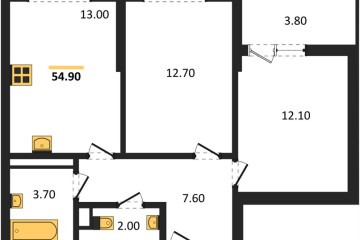 Фото №1: 2-комнатная квартира 54 м² - Краснодар, мкр. Прикубанский внутригородской округ, 