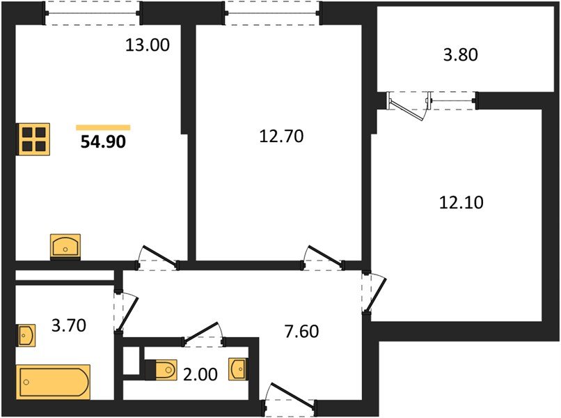 Фото №1: 2-комнатная квартира 54 м² - Краснодар, мкр. Прикубанский внутригородской округ