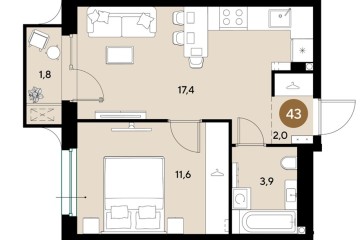 Фото №1: 1-комнатная квартира 36 м² - Краснодар, мкр. Прикубанский внутригородской округ, 