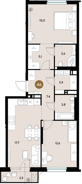 Фото №1: 2-комнатная квартира 71 м² - Краснодар, мкр. Прикубанский внутригородской округ