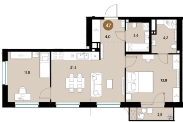 Фото №1: 2-комнатная квартира 60 м² - Краснодар, мкр. Прикубанский внутригородской округ, 
