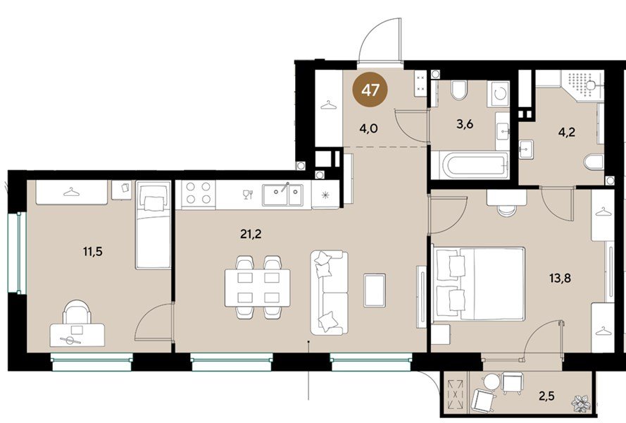 Фото №1: 2-комнатная квартира 60 м² - Краснодар, мкр. Прикубанский внутригородской округ