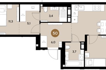 Фото №1: 2-комнатная квартира 58 м² - Краснодар, мкр. Прикубанский внутригородской округ, 