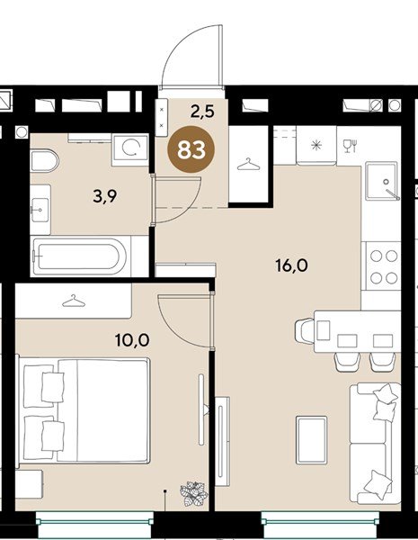 Фото №1: 1-комнатная квартира 32 м² - Краснодар, мкр. Прикубанский внутригородской округ