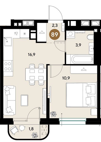 Фото №1: 1-комнатная квартира 35 м² - Краснодар, мкр. Прикубанский внутригородской округ
