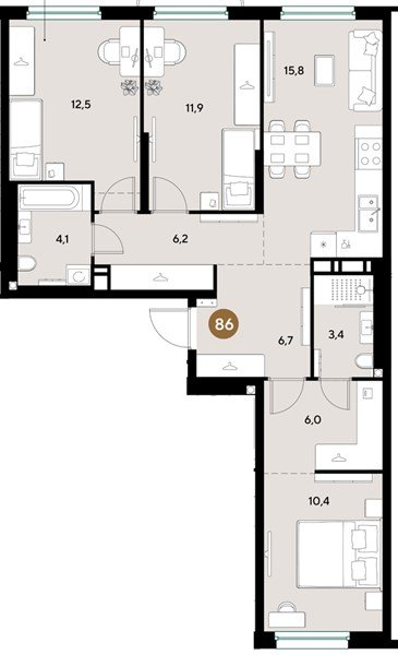 Фото №1: 3-комнатная квартира 77 м² - Краснодар, мкр. Прикубанский внутригородской округ