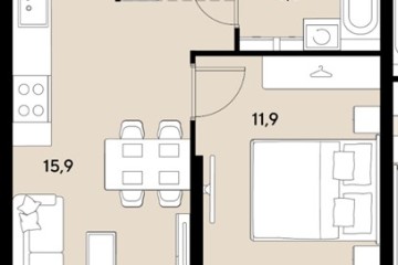 Фото №1: 1-комнатная квартира 38 м² - Краснодар, мкр. Прикубанский внутригородской округ, 