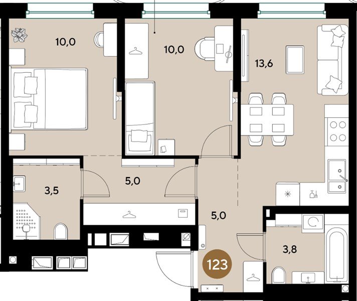 Фото №1: 2-комнатная квартира 50 м² - Краснодар, мкр. Прикубанский внутригородской округ