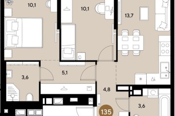 Фото №1: 2-комнатная квартира 51 м² - Краснодар, мкр. Прикубанский внутригородской округ, 