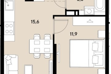 Фото №1: 1-комнатная квартира 38 м² - Краснодар, мкр. Прикубанский внутригородской округ, 