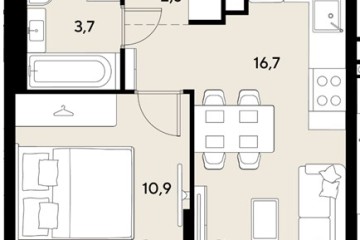 Фото №1: 1-комнатная квартира 38 м² - Краснодар, мкр. Прикубанский внутригородской округ, 