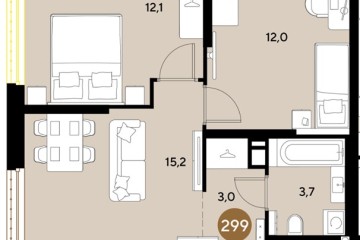 Фото №1: 2-комнатная квартира 46 м² - Краснодар, мкр. Прикубанский внутригородской округ, 