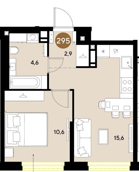 Фото №1: 1-комнатная квартира 33 м² - Краснодар, мкр. Прикубанский внутригородской округ