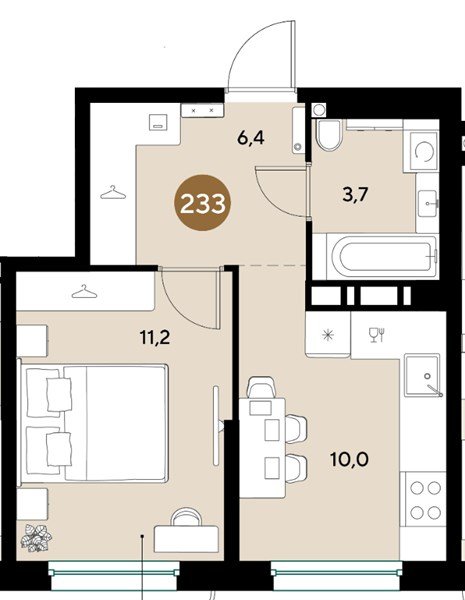 Фото №1: 1-комнатная квартира 31 м² - Краснодар, мкр. Прикубанский внутригородской округ