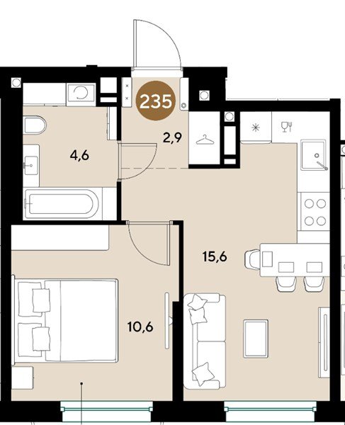 Фото №1: 1-комнатная квартира 33 м² - Краснодар, мкр. Прикубанский внутригородской округ