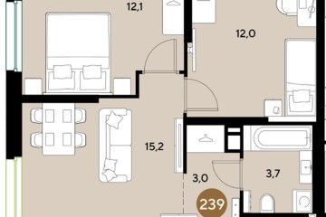 Фото №1: 2-комнатная квартира 46 м² - Краснодар, мкр. Прикубанский внутригородской округ, 