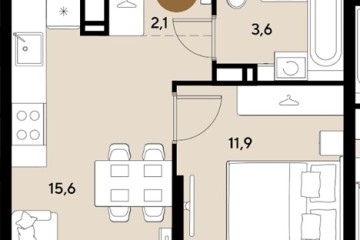 Фото №1: 1-комнатная квартира 33 м² - Краснодар, мкр. Прикубанский внутригородской округ, 