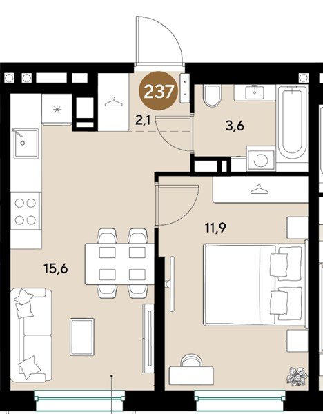 Фото №1: 1-комнатная квартира 33 м² - Краснодар, мкр. Прикубанский внутригородской округ