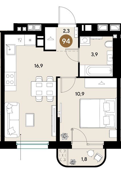 Фото №1: 1-комнатная квартира 35 м² - Краснодар, мкр. Прикубанский внутригородской округ