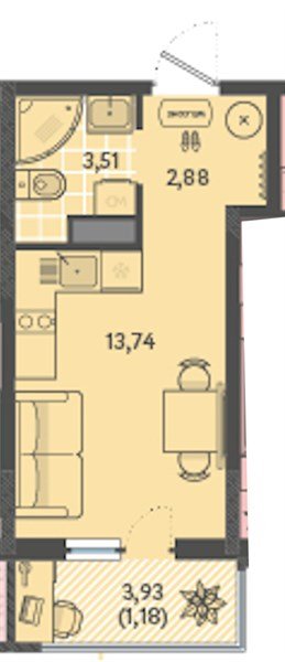 Фото №1: Студия 21 м² - Краснодар, Прикубанский внутригородской округ, мкр. ЖК Тёплые Края, ул. имени Леона Орбели, 9