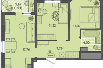 Фото №1: 2-комнатная квартира 54 м² - Краснодар, мкр. ЖК Тёплые Края, ул. имени Леона Орбели, 9
