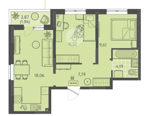 Фото №1: 2-комнатная квартира 53 м² - Краснодар, Прикубанский внутригородской округ, мкр. ЖК Тёплые Края, ул. имени Леона Орбели, 9