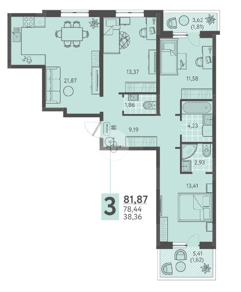 Фото №1: 3-комнатная квартира 81 м² - Краснодар, Прикубанский внутригородской округ, мкр. ЖК Тёплые Края, ул. имени Леона Орбели, 9