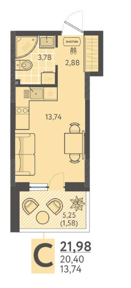 Фото №1: Студия 21 м² - Краснодар, Прикубанский внутригородской округ, мкр. ЖК Тёплые Края, ул. имени Леона Орбели, 9