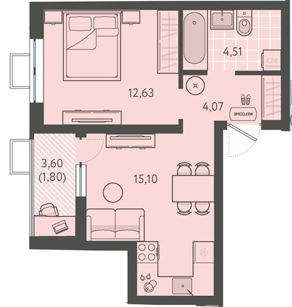 Фото №1: 1-комнатная квартира 38 м² - Краснодар, Прикубанский внутригородской округ, мкр. ЖК Тёплые Края, ул. имени Леона Орбели, 9