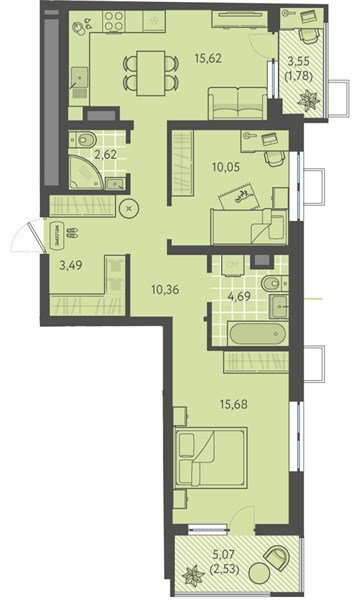 Фото №1: 2-комнатная квартира 66 м² - Краснодар, Прикубанский внутригородской округ, мкр. ЖК Тёплые Края, ул. имени Леона Орбели, 9