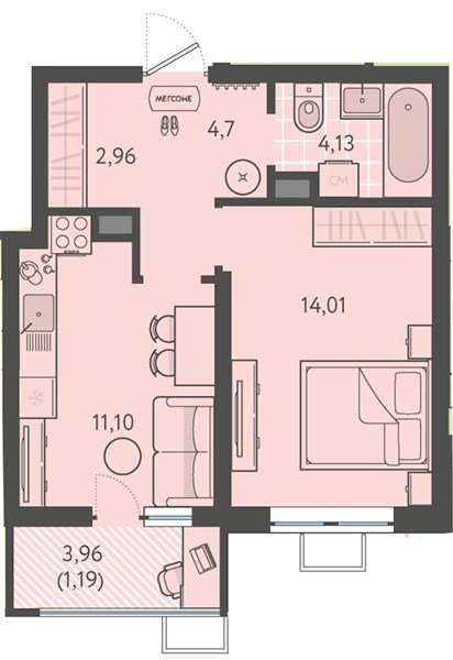Фото №1: 1-комнатная квартира 38 м² - Краснодар, Прикубанский внутригородской округ, мкр. ЖК Тёплые Края, ул. имени Леона Орбели, 9