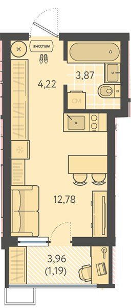 Фото №1: Студия 22 м² - Краснодар, Прикубанский внутригородской округ, мкр. ЖК Тёплые Края, ул. имени Леона Орбели, 9