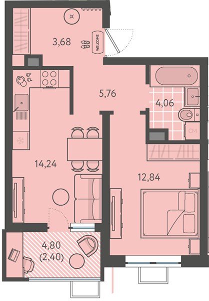 Фото №1: 1-комнатная квартира 42 м² - Краснодар, Прикубанский внутригородской округ, мкр. ЖК Тёплые Края, ул. имени Леона Орбели, 9
