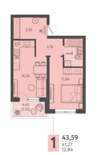 Фото №1: 1-комнатная квартира 43 м² - Краснодар, Прикубанский внутригородской округ, мкр. ЖК Тёплые Края, ул. имени Леона Орбели, 9