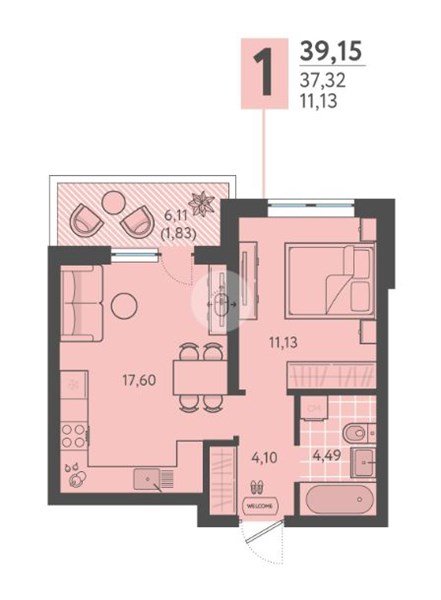 Фото №1: 1-комнатная квартира 39 м² - Краснодар, Прикубанский внутригородской округ, мкр. ЖК Тёплые Края, ул. имени Леона Орбели, 9