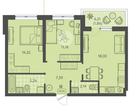 Фото №1: 2-комнатная квартира 60 м² - Краснодар, Прикубанский внутригородской округ, мкр. ЖК Тёплые Края, ул. имени Леона Орбели, 9