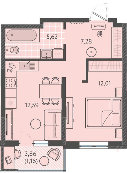 Фото №1: 1-комнатная квартира 38 м² - Краснодар, Прикубанский внутригородской округ, мкр. ЖК Тёплые Края, ул. имени Леона Орбели, 9
