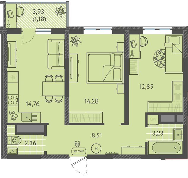 Фото №1: 2-комнатная квартира 57 м² - Краснодар, Прикубанский внутригородской округ, мкр. ЖК Тёплые Края, ул. имени Леона Орбели, 9