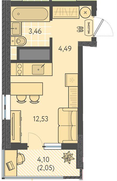 Фото №1: Студия 22 м² - Краснодар, Прикубанский внутригородской округ, мкр. ЖК Тёплые Края, ул. имени Леона Орбели, 9