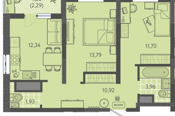 Фото №1: 2-комнатная квартира 56 м² - Краснодар, мкр. ЖК Тёплые Края, ул. имени Леона Орбели, 9