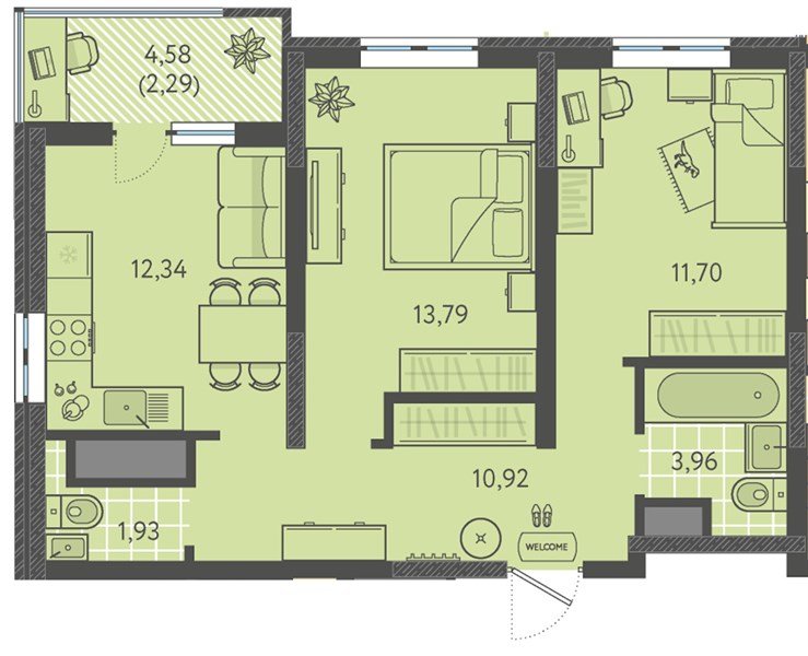 Фото №1: 2-комнатная квартира 56 м² - Краснодар, Прикубанский внутригородской округ, мкр. ЖК Тёплые Края, ул. имени Леона Орбели, 9